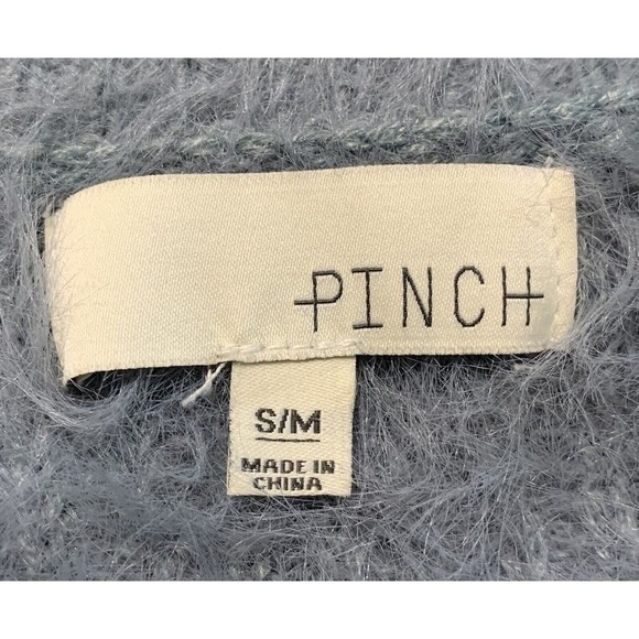 Pinch Dusty Blue Faux Fur Open Front Cardigan Sweater Sz S/M - Picture 8 of 10